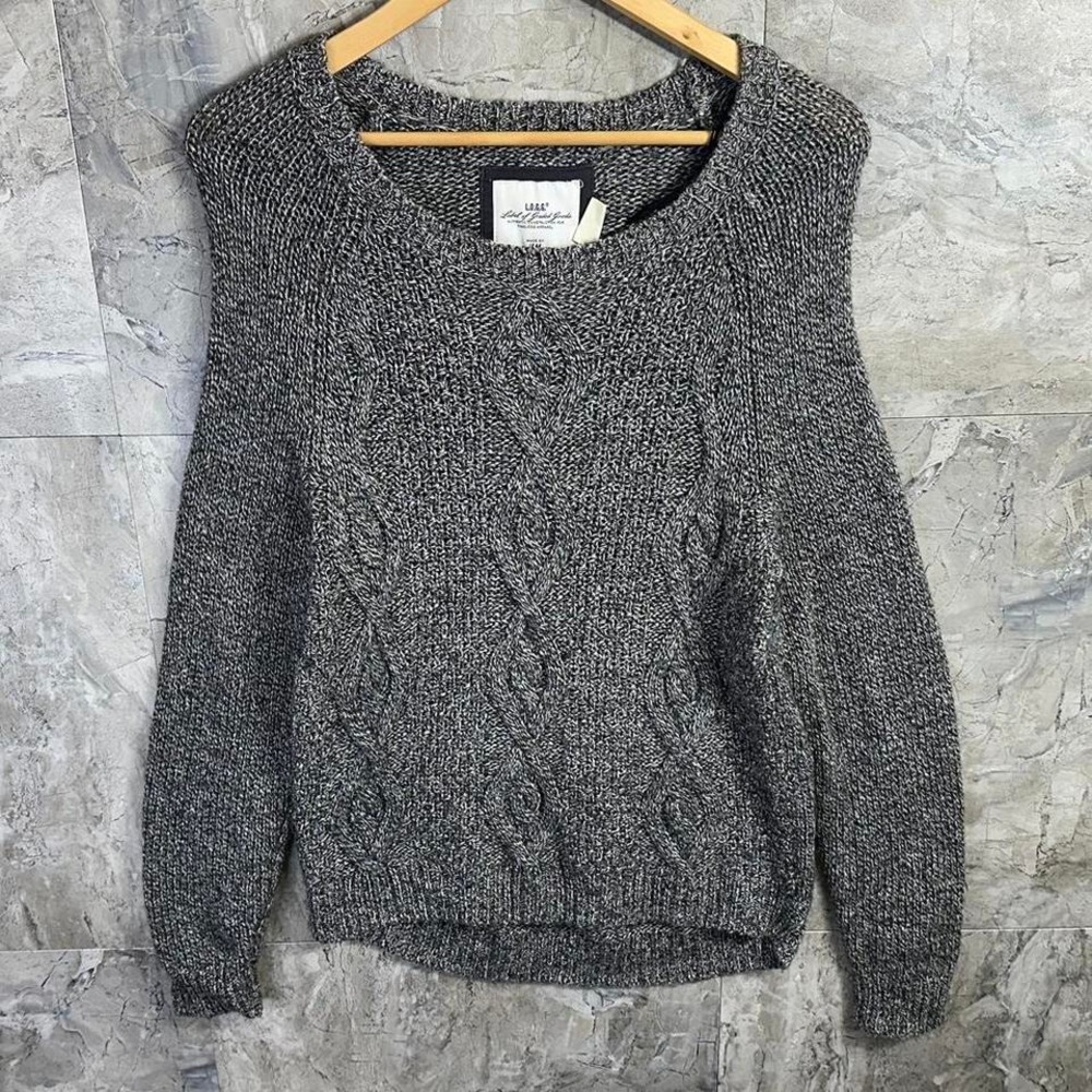 L.O.G.G Grey cable knit sweater oversized‎ women's small H&M